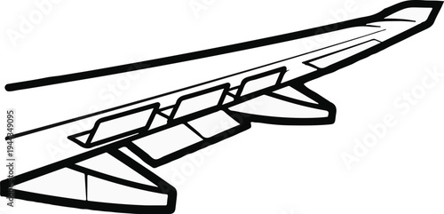 Bold outline drawing of an airplane wing with internal structure visible
