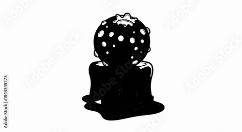 Black blob with white spots on top, dripping down