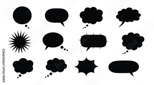 Speech Bubbles and Thought Clouds Minimal Black Icons