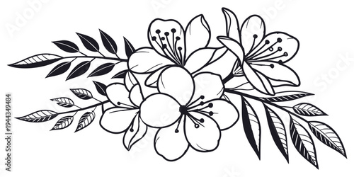 A beautiful floral arrangement with a variety of flowers and leaves