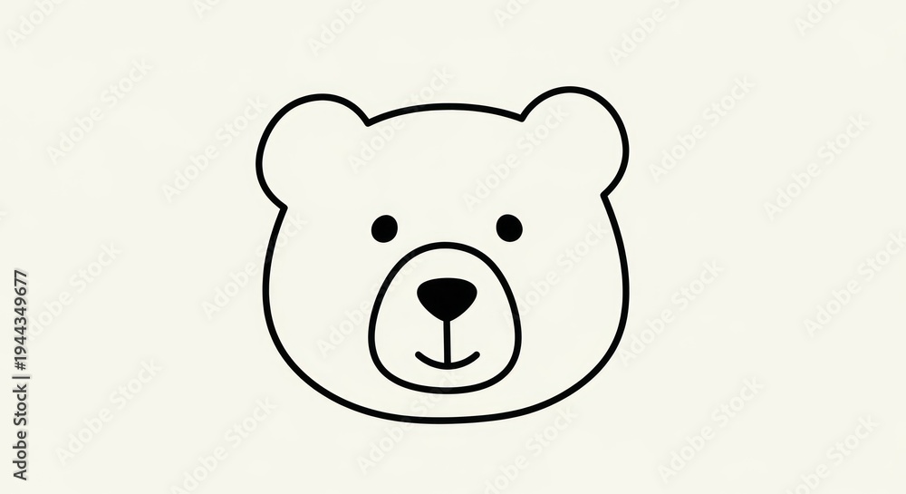 Naklejka premium Minimalist Bear Illustration with Rounded