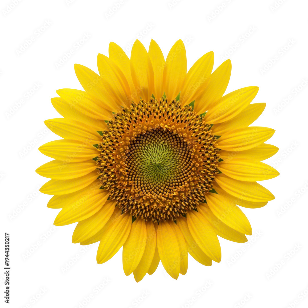 Fototapeta premium A large yellow sunflower on transparent background