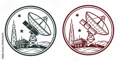 Astronomical telescope and satellite dish observing the cosmos and communicating signals