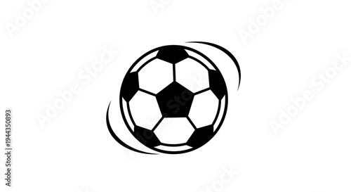 Dynamic Soccer Ball Icon with Motion Swirls - Black and White
