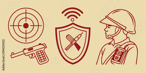 A soldier with a gun and a shield representing security and protection