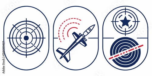 A collection of three different types of targets with a bullseye in the center.