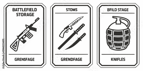 Three icons representing different stages of firearm preparation and usage