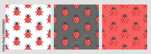 Ladybug seamless pattern. Vector flat pattern isolated on white background.