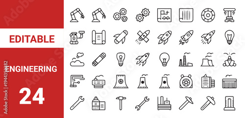Engineering Editable line icons. Vector illustration.Labor Web Icon Set in Line Style. Collection of Construction Linear Icons, Including labour day, renovation, repair,