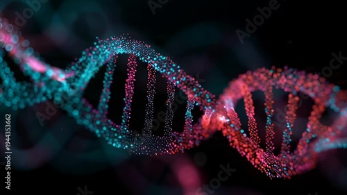 DNA double helix structure colorful model.