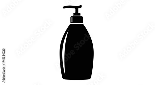 Black Soap Dispenser Icon, Liquid Pump Bottle Silhouette, Hygiene and Cleanliness Symbol
