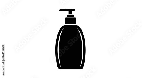 Black Soap Dispenser Icon, Liquid Pump Bottle Silhouette, Hygiene and Cleanliness Symbol
