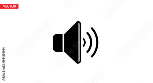 Black Speaker Icon with Sound Waves, Vector Graphic for Audio and Volume Control