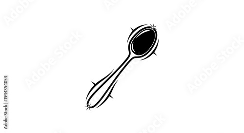 Black Spoon Silhouette Icon, Stylized Drawing, Isolated on White Background