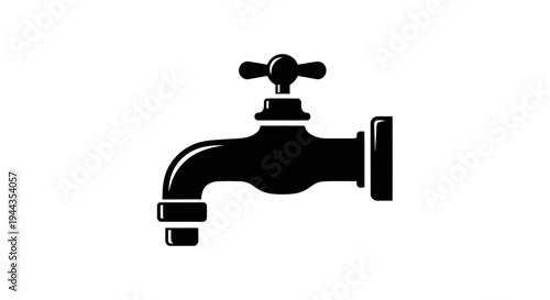 Black Water Tap Icon Isolated on White Background, Simple Vector Illustration