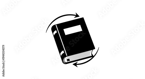 Book with Circular Arrows Icon, Symbolizing Reading, Knowledge, and Information Exchange