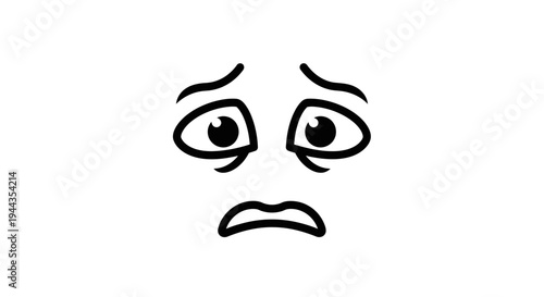 Cartoon Face Expressing Fear, Worry, and Anxiety with Wide Eyes and Open Mouth