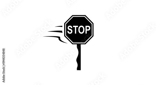 Stop Sign Moving Fast with Motion Blur Effect, Speed and Urgency Concept
