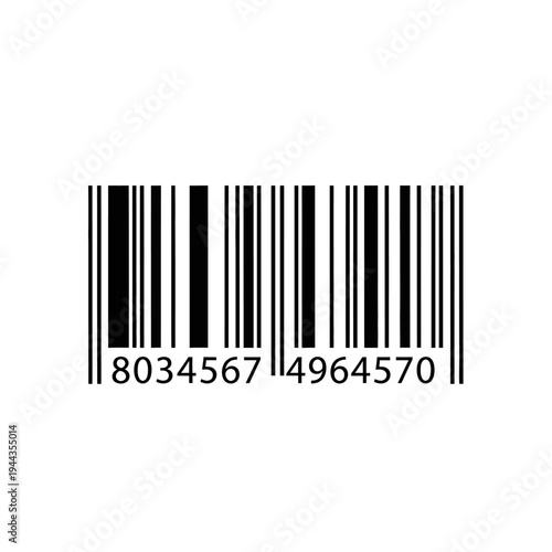Barcode with numbers on white background.