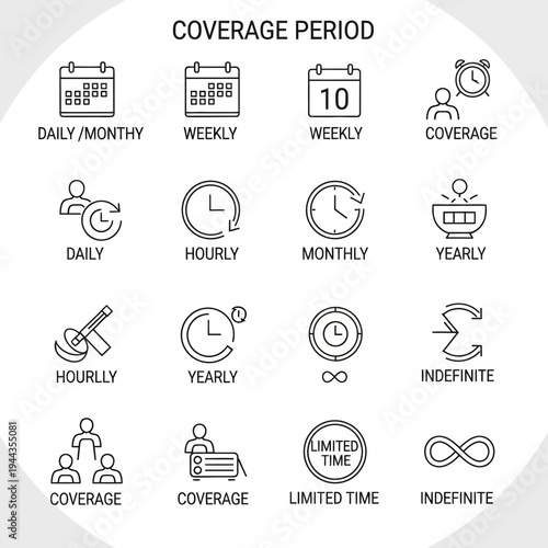 Time icons for business and planning.