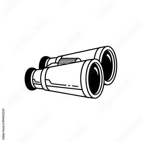 Black and white binoculars illustration.