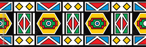 African seamless colorful pattern. Cultural heritage of the peoples of Africa. Ethnic endless border, frame. Zimbabwe ornament.
