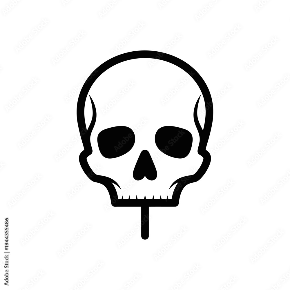 Obraz premium Black and white skull icon symbol.