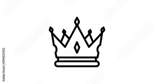 Royal Crown Icon, Symbol of Power, Royalty, and Authority, Simple Line Art