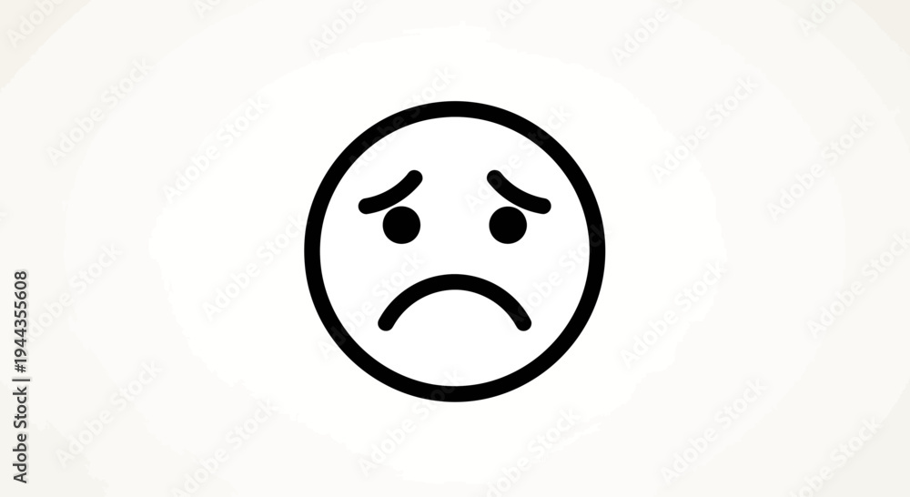 Obraz premium Sad Face Emoji Icon, Negative Emotion, Disappointment, Unhappy Mood, Simple Vector Art