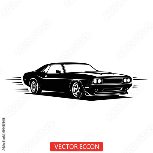 Black car with headlights on.