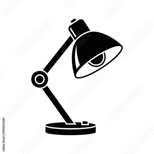 Black desk lamp with adjustable arm.