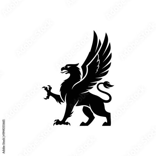 Black silhouette of a mythical Griffin.