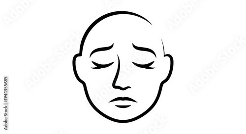 Sad Face Icon, Expression of Sadness, Disappointment, and Melancholy