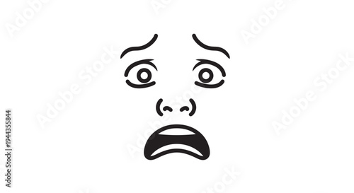 Scared Face Emoji, Shocked Expression, Fearful Eyes, Open Mouth, White Background
