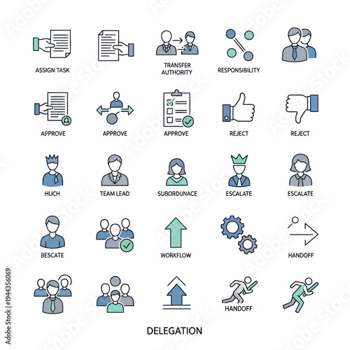 Delegation icons for business workflow.