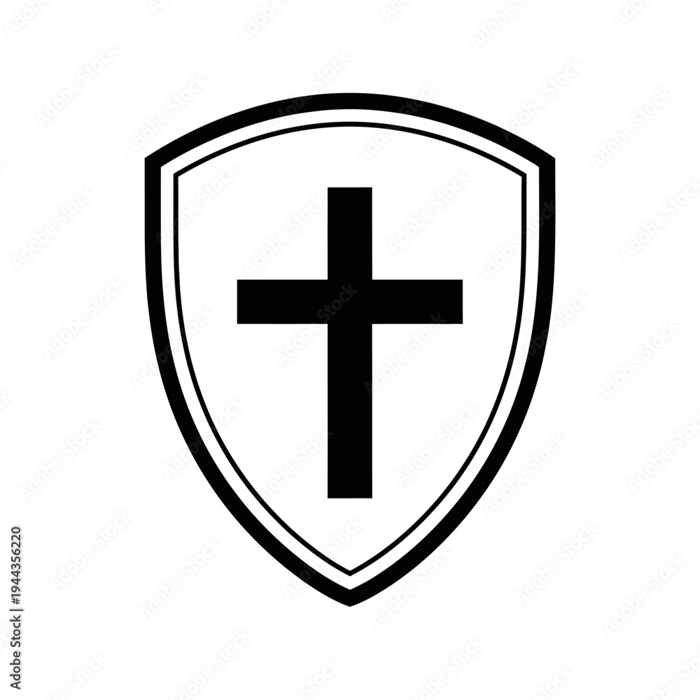 Obraz premium Shield with cross symbol icon.
