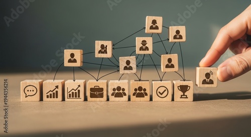 Hierarchical organizational structure with performance metrics and roles