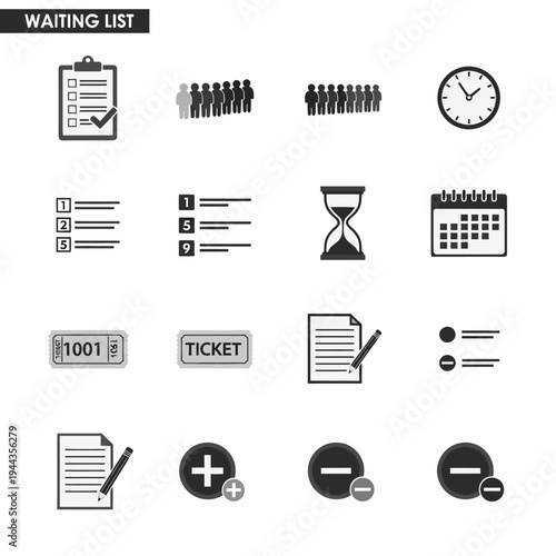 Waiting list icons and symbols.