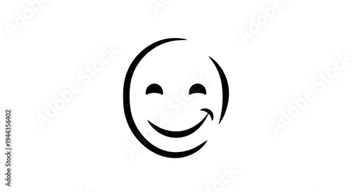 Minimalist Happy Face Icon - Simple Smiley Symbol