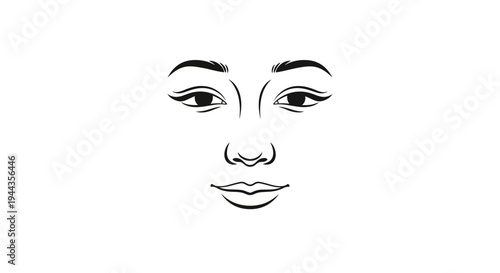 Minimalist Line Art Face Drawing: Elegant Eyes, Nose, and Lips