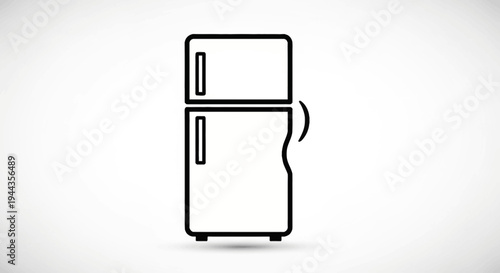 Minimalist line art illustration of a refrigerator, icon, simple design
