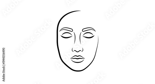Minimalist Line Art of a Woman's Face with Closed Eyes