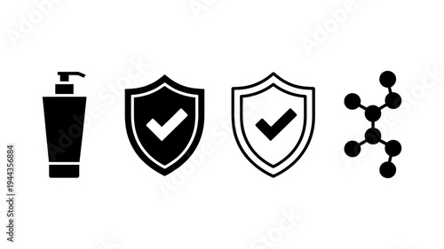 Bold skincare icons representing anti-aging solutions, deep hydration, cosmetic creams, and vital skin regeneration benefits.