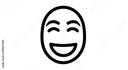 Happy Face Icon, Joyful Emotion, Simple Line Art, Smile Symbol