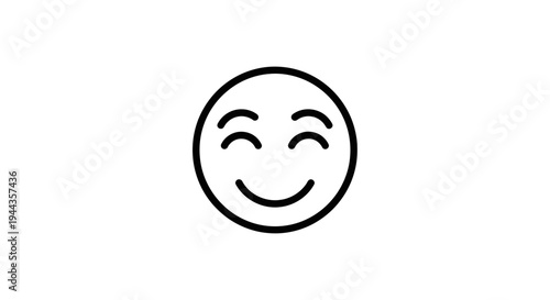 Happy Face Icon, Simple Line Art Emoji, Joyful Expression, Positive Emotion Symbol