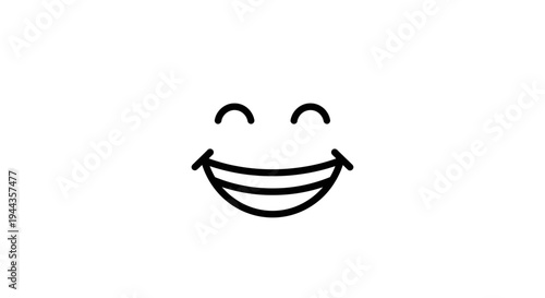 Happy Smiling Face Icon, Simple Line Art, Joyful Expression, Minimalist Design