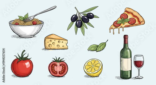Italian Food Ingredients Illustration