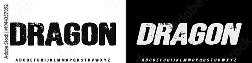 Dragon Font, A bold grunge display font with rough texture, perfect for posters, streetwear, branding, and strong headlines.technology, vector illustration