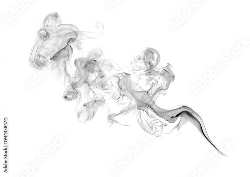 Wallpaper Mural Wispy gray smoke curling and flowing, isolated against a bright white background Torontodigital.ca