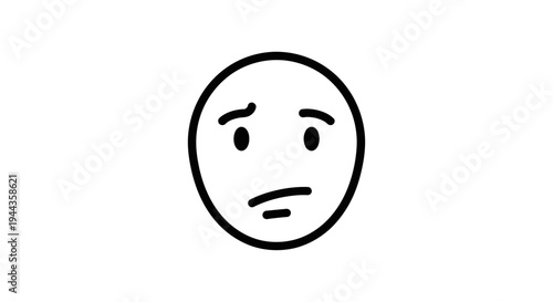 Confused Face Emoji, Doodle Style, Expressing Doubt and Uncertainty